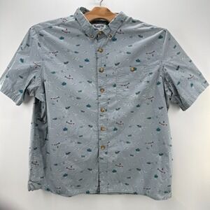 Duluth Trading Co. Untucked Shirt Men's Size 2XLT Gray Relaxed Fit Short Sleeve